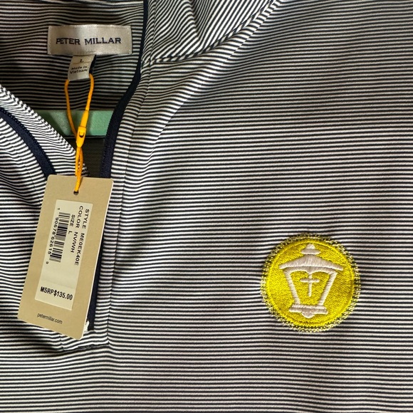 Peter Millar Perth Sugar Stripe Performance Quarter-Zip Golf Sport Men Size L - Picture 2 of 8